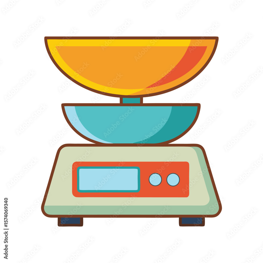 Fototapeta premium Vector illustration of isolated kitchen scales, a perfect symbol for food and cooking design