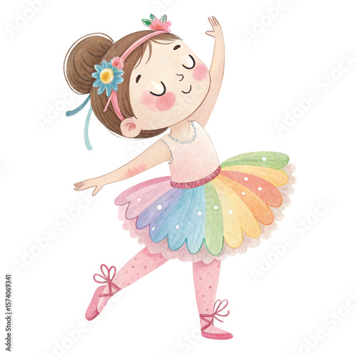 Cute kid standing smiling wearing a dream work outfit kawaii  Clipart watercolor 