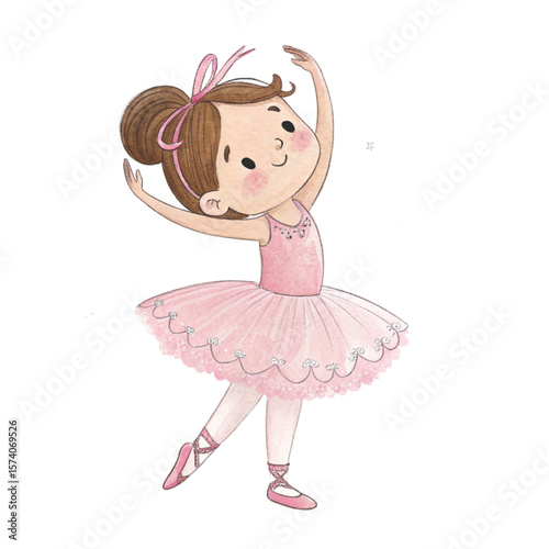 Cute kid standing smiling wearing a dream work outfit kawaii  Clipart watercolor 