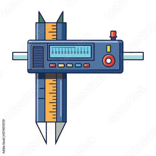 Abstract vector illustration of a city's technology and business with a train, electric plug, building, and computer design
