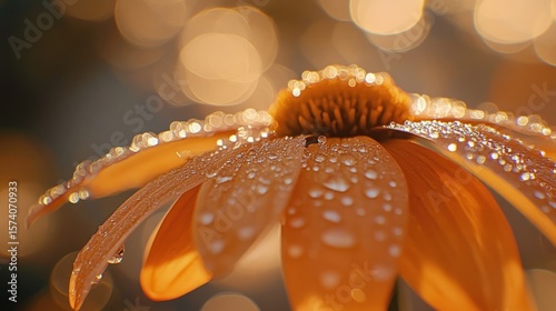 Enchanting Dew-Kissed Daisy, A Captivating Macro Photograph Showcasing Nature's Delicate Beauty
