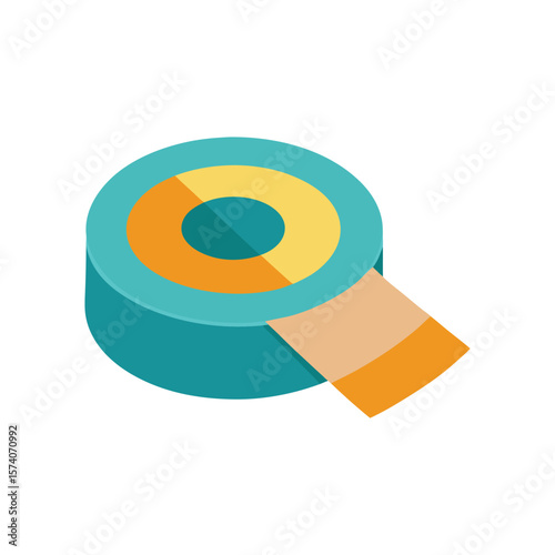 Adhesive tape roll icon with a data disk concept for web design
