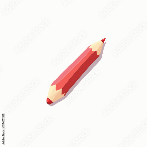 Red colored pencil in flat vector design on white background  