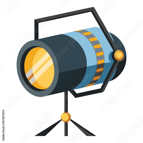 Isolated 3D render of a metal electric flashlight, a powerful light equipment object on a white background