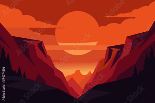 sunset in the mountains