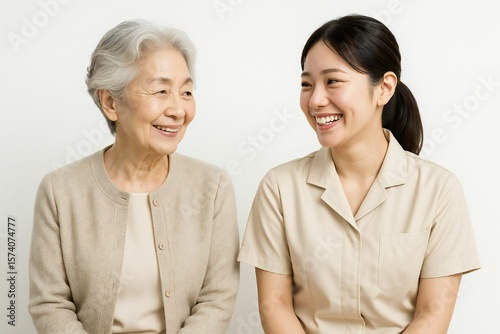 笑顔で寄り添う介護スタッフとシニア