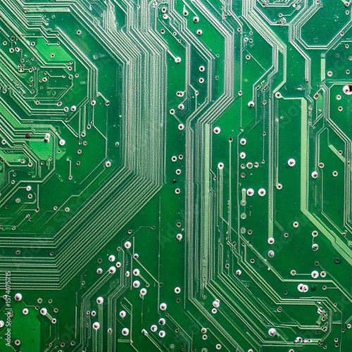 Seamless Green Circuit Board Texture with Silver Traces