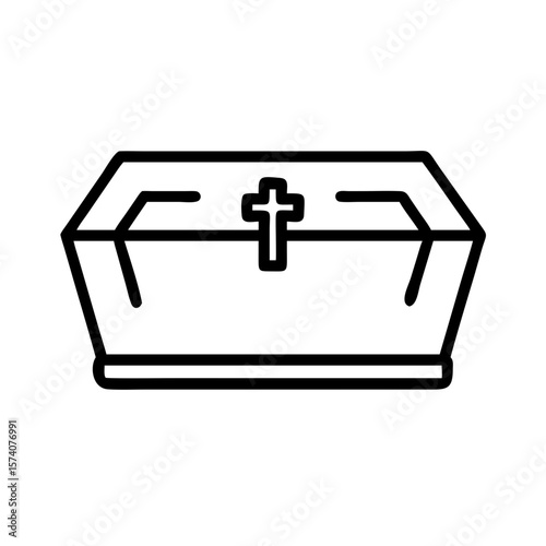 Coffin icon with cross transparent background