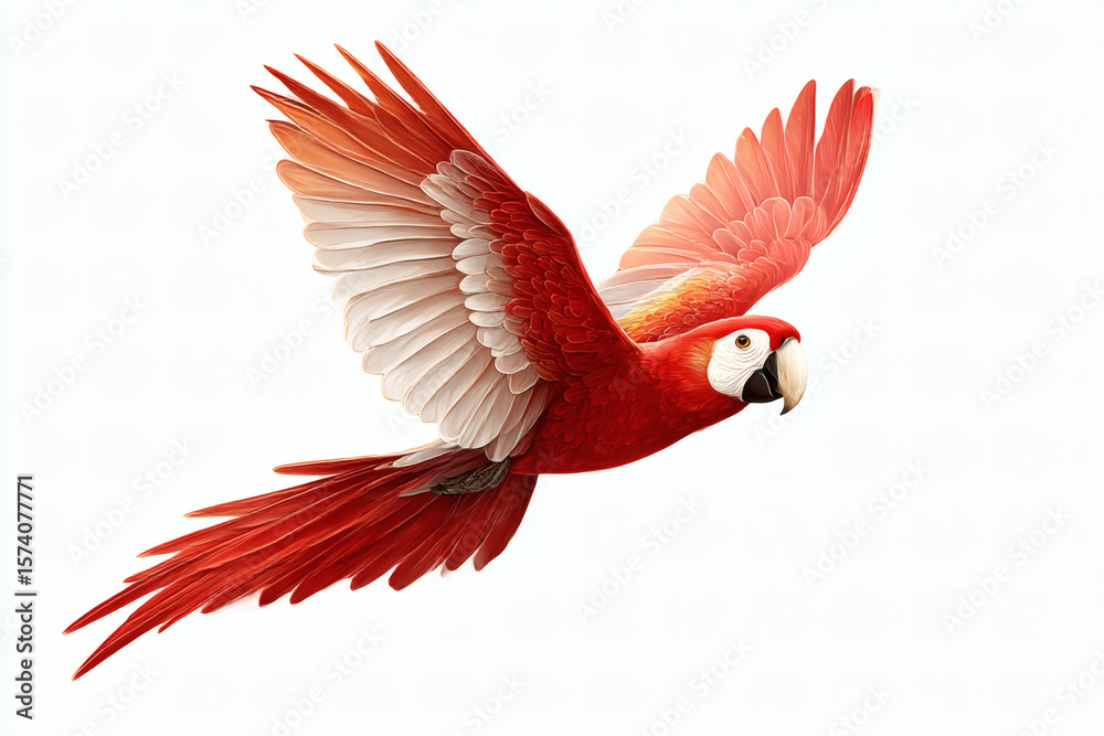 Obraz premium Red Macaw Flying Tropical Bird Wildlife.