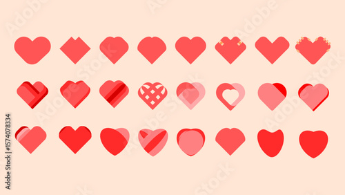 red hearts on a creamy background