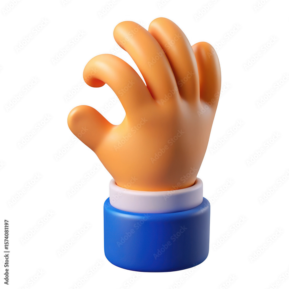 Obraz premium Cartoon hand gesture reaching out with fingers curved isolated on transparent background
