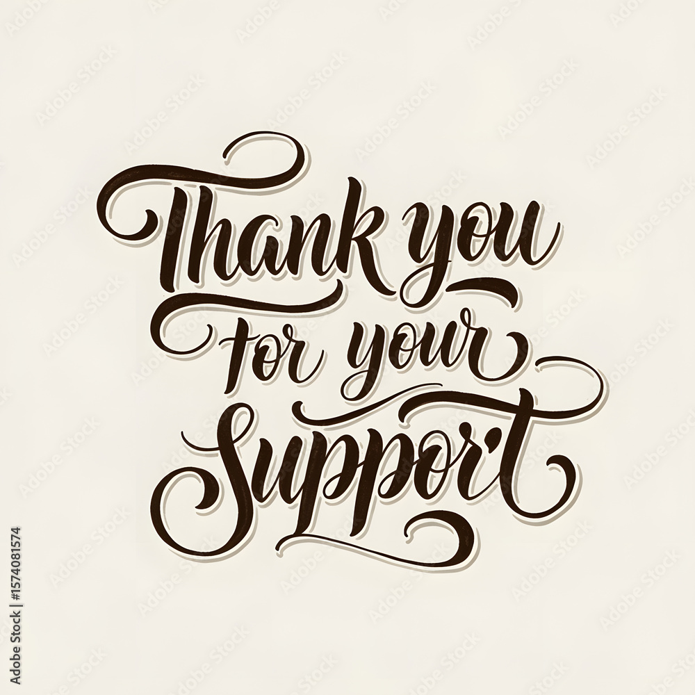 Obraz premium Elegant Thank You for Your Support Calligraphy Design