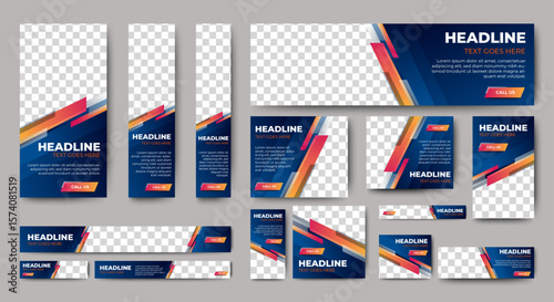 Corporate Business web banner template. vector Web set banner template, vertical, horizontal, square with multisizes. suitable for website ads, cover page, social media post, flyer and more