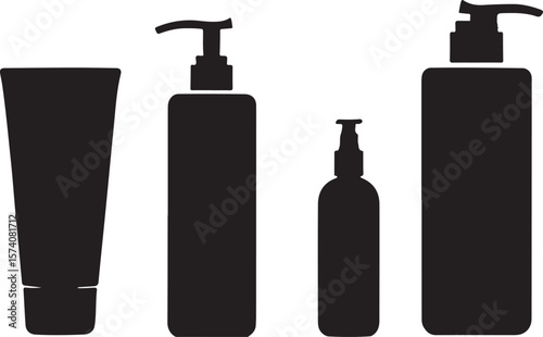 Personal Care Silhouette Icons – Tube & Pump Bottle Set for Minimal Cosmetic & Hygiene Packaging Design
