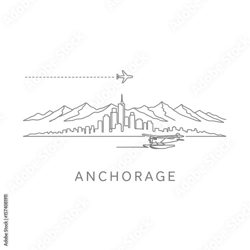 Anchorage with Alaska Skyline outline Minimal.