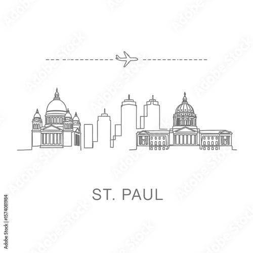 St Paul Skyline Travel Minimalist Vector.
