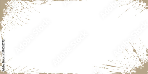 Grunge grass border with floral ink splatter texture illustration