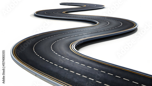 twisty road isolated on white background, png, ai generated.