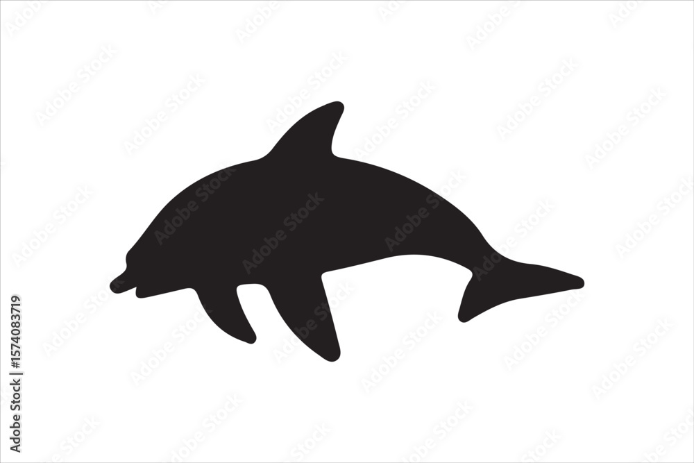 Fototapeta premium Sea Animals Silhouette Vector Set 