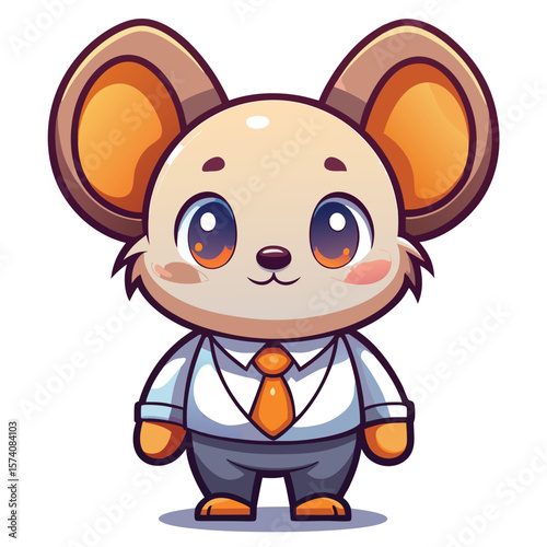 Cute cartoon mouse dressed in business attire
