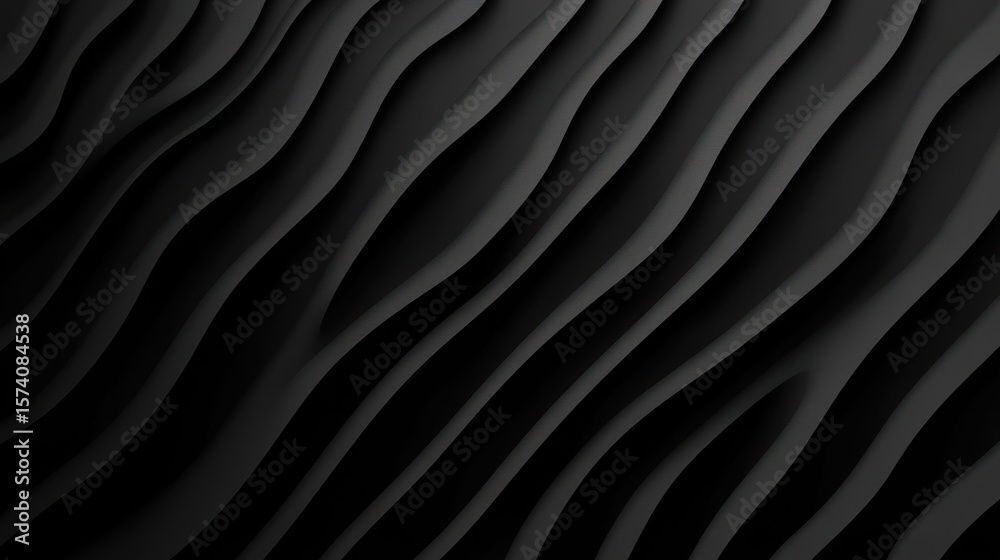 Fototapeta premium Elegant Dark Abstract Background with Wavy Lines and Subtle Shadows