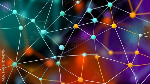 Colorful Abstract Network Connections Representing Data Interconnectivity and Digital Innovation