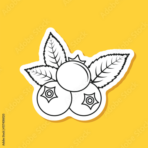 Blueberry fruit paper sticker icon in flat style. Bilberry vector illustration on isolated background. Sweet berry sign business concept.