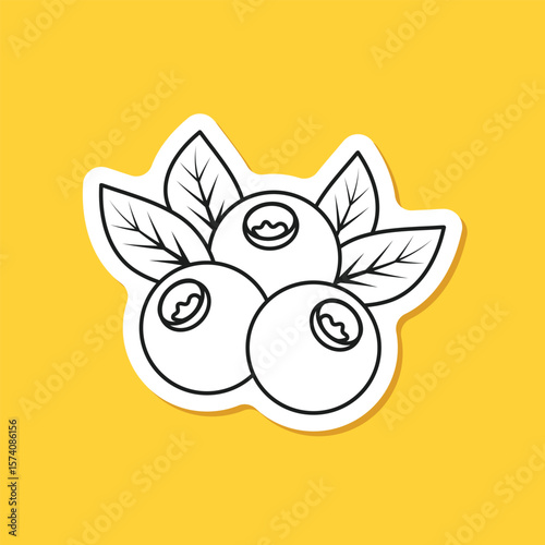 Blueberry fruit paper sticker icon in flat style. Bilberry vector illustration on isolated background. Sweet berry sign business concept.