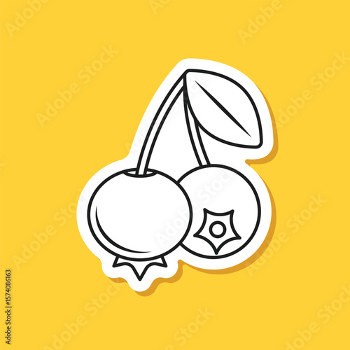 Blueberry fruit paper sticker icon in flat style. Bilberry vector illustration on isolated background. Sweet berry sign business concept.