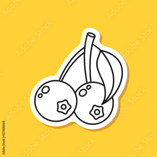 Blueberry fruit paper sticker icon in flat style. Bilberry vector illustration on isolated background. Sweet berry sign business concept.