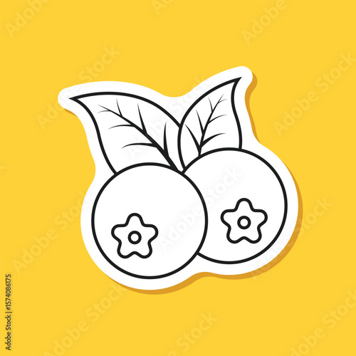 Blueberry fruit paper sticker icon in flat style. Bilberry vector illustration on isolated background. Sweet berry sign business concept.