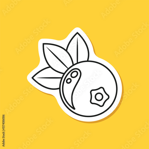 Blueberry fruit paper sticker icon in flat style. Bilberry vector illustration on isolated background. Sweet berry sign business concept.