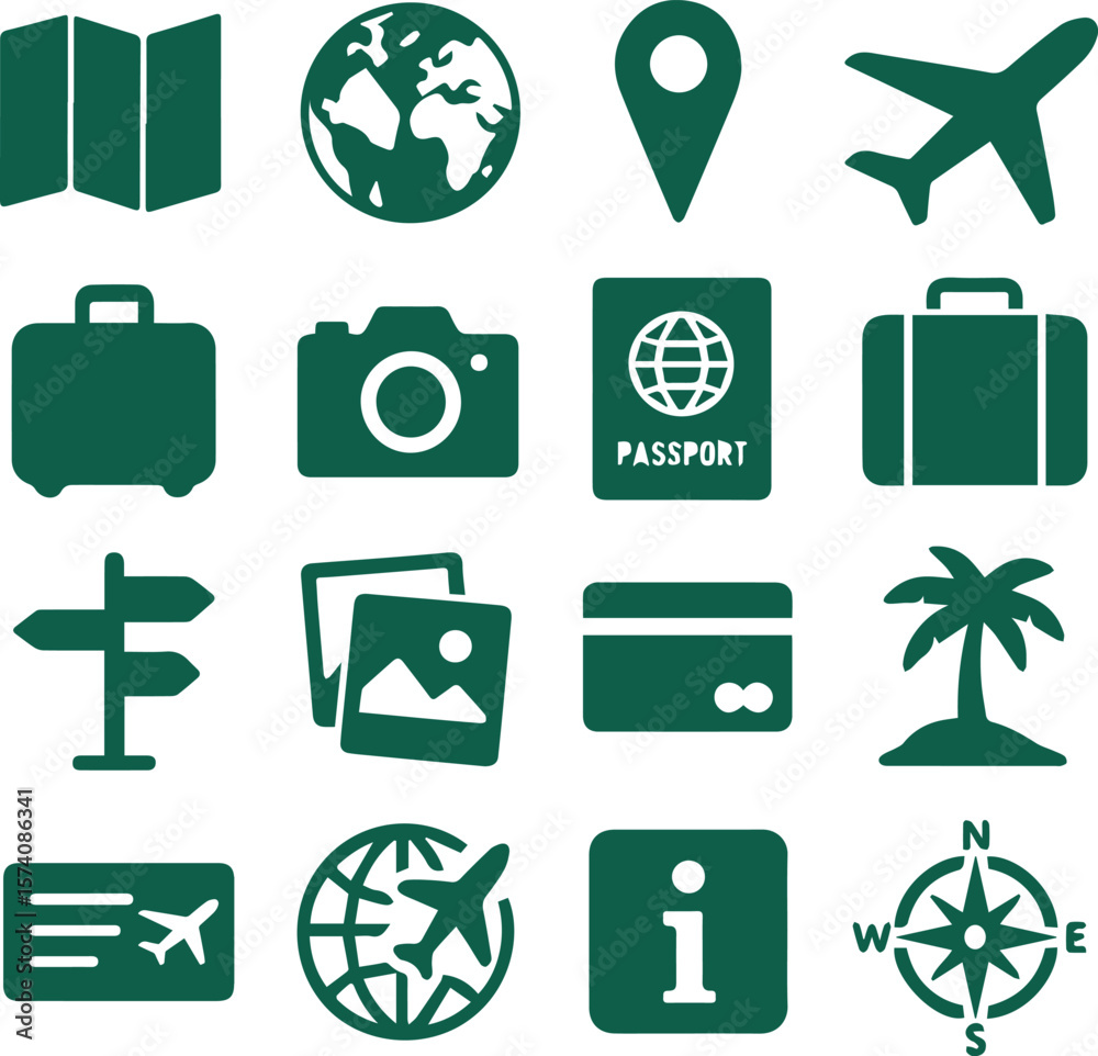 travel icons set