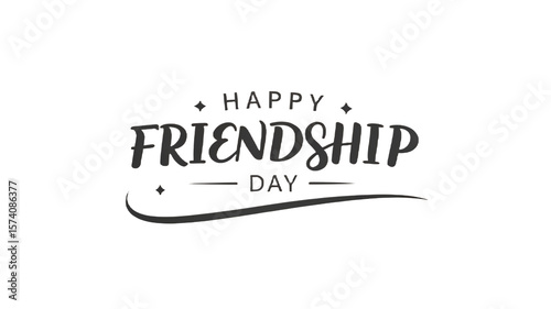 Happy friendship day text design in gray on a plain backdrop on transparent background