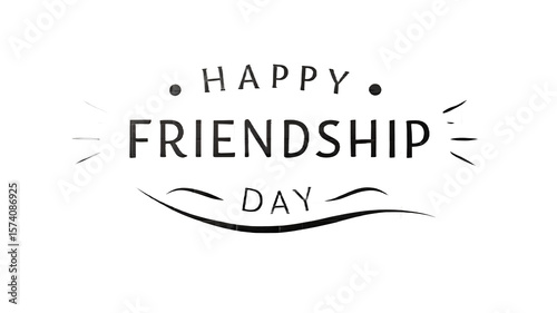 Happy friendship day text design with decorative elements around on transparent background