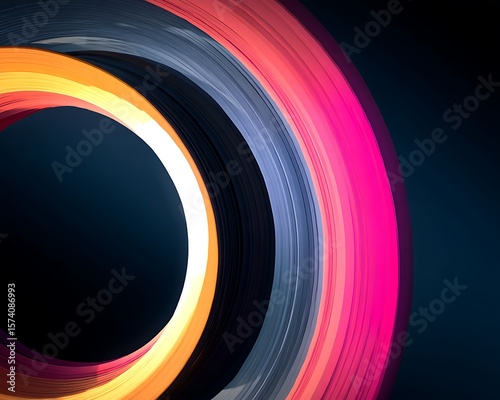 Bold stripe geometry with flowing ring glow effects in HD.
