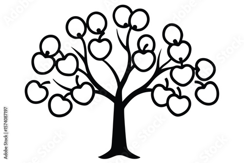 tangerine tree icon line art vector illustration