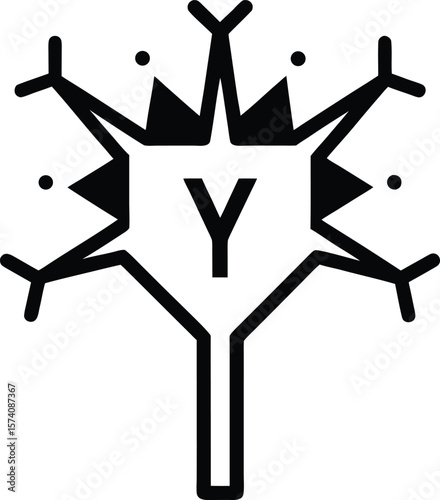 Antibody response icon with Y-shaped defenses hitting a virus