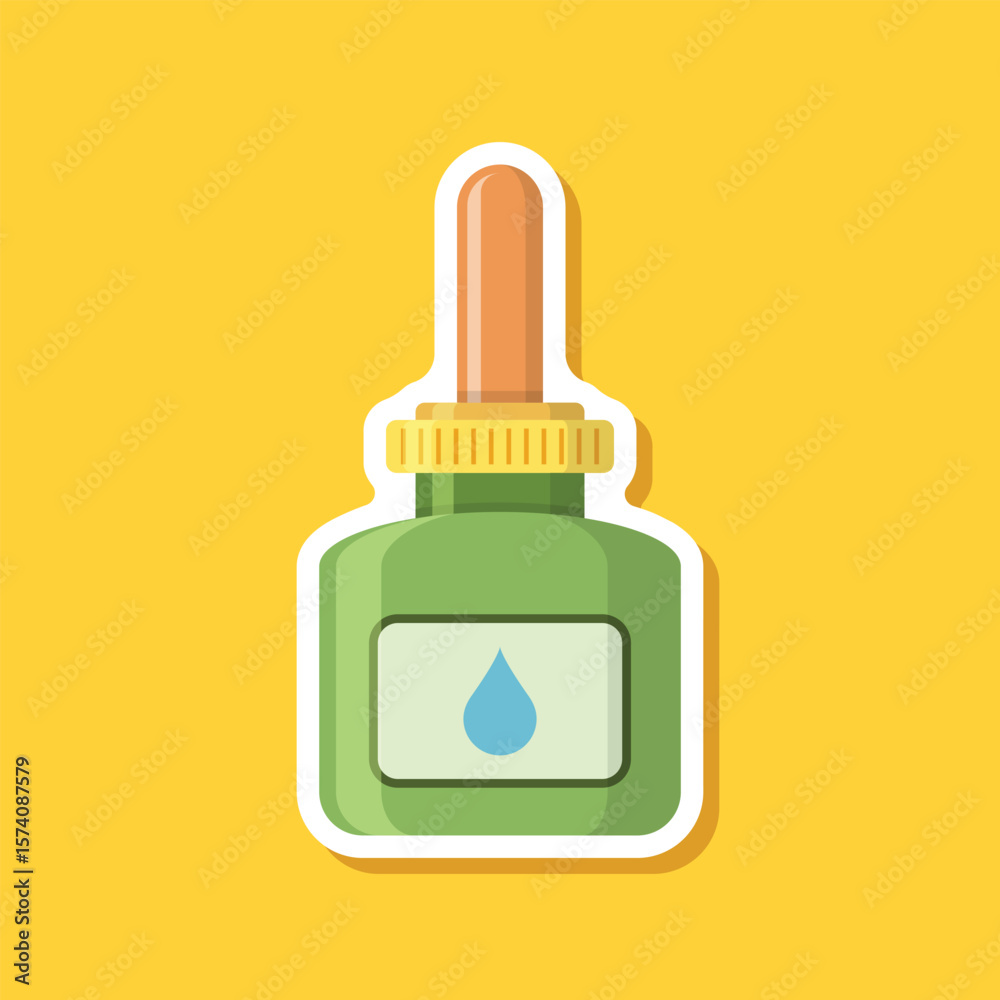 Pipette with oil drop paper sticker icon in flat style. Dropper bottle vector illustration on isolated background. Medical tube sign business concept. Pipette with oil drop paper sticker icon in flat style. Dropper bottle vector illustration on isolated background. Medical tube sign business concept.