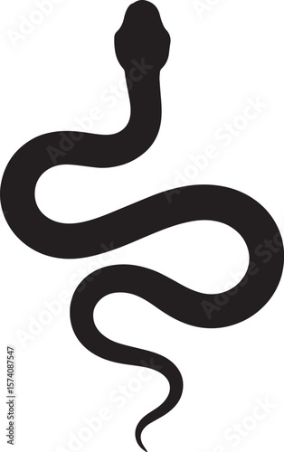 snake black silhouette vector, Simple silhouette Design vector icon with white background. Halloween clipart illustration