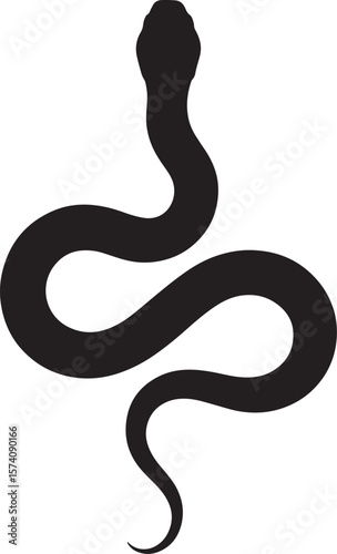 snake black silhouette vector, Simple silhouette Design vector icon with white background. Halloween clipart illustration