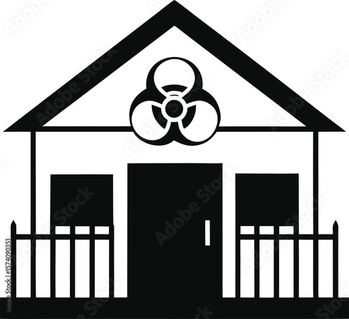 Biohazard containment clinic with a hazard symbol on the door