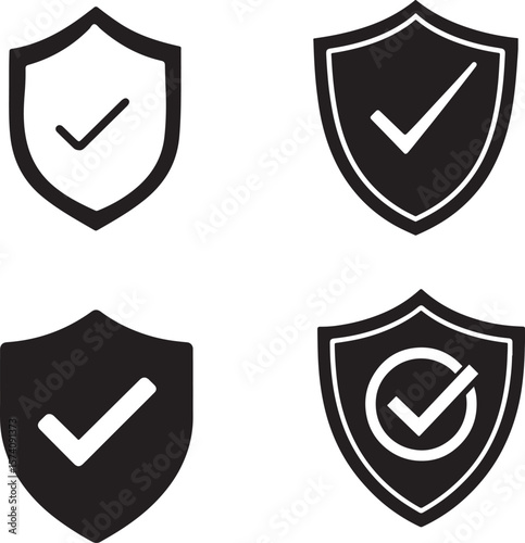 Free Download Vector Shield Icons with Check Mark – Security, Protection & Verification Symbols Set - GFXLoad
