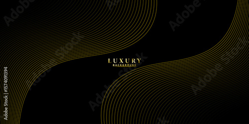 Luxury black background with elegant gold lines forming smooth curves, perfect for professional presentations, upscale event invitations, and cosmetic promotions.