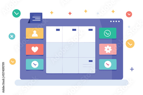 Modern ui design showing a digital task management application with a clean and illustrative visual style.