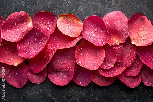Romantic Rose Petals with Water Droplets on Dark Background - Elegant Floral Design