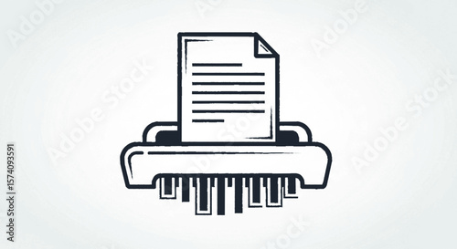 Illustration of a paper shredder with a document being shredded.
