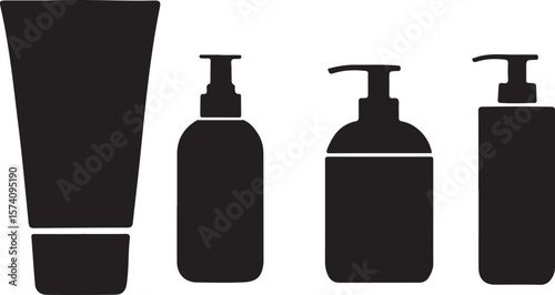 Personal Care Silhouette Icon Pack – Tube & Pump Bottle Shapes for Hygiene & Cosmetic Packaging Design