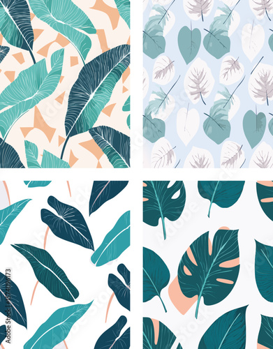 Vector ocean green tropical leaves summer hawaiian seamless pattern with tropical plants and leaves 