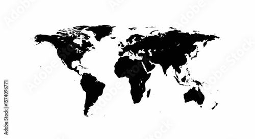 Silhouette Outline of World Globe Isolated on White Background